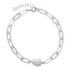 Sterling Silver Paperclip Bracelet with Freshwater Pearl