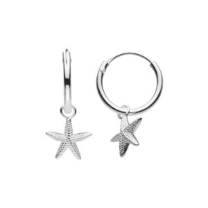 Silver Starfish hoop earrings