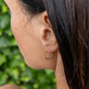 sun ray gold hoop earrings