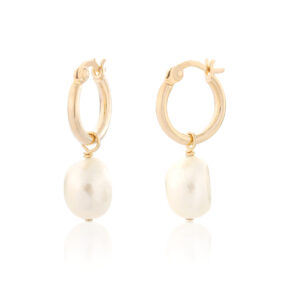 Large Pearl hoop earrings