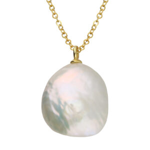 Large Pearl Necklace on gold chain