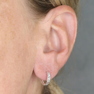 Small everyday Sterling Silver hoops with diamond cut finish
