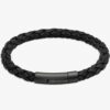 Mens black leather bracelet