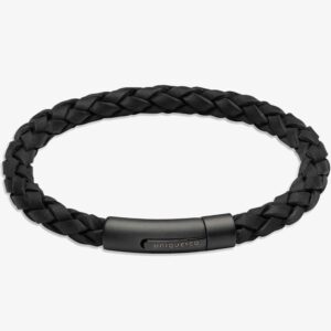 Mens black leather bracelet