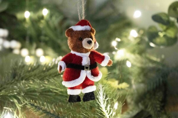 Christmas Bear in a Matchbox hanging decoration HERO
