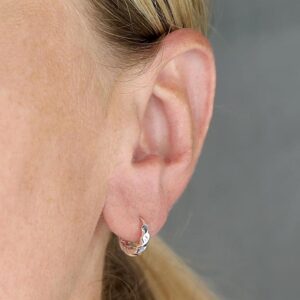Sterling silver Twisted Huggie hoop