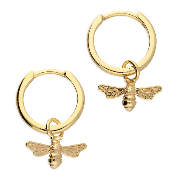 Gold Bee Huggie Hoop earrings