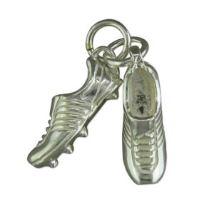 Sterling silver football boots charm for bracelets or necklaces, detailed design with polished finish – ideal gift for football fans or football players, or lovers of The Lionesses!