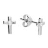 Sterling Silver cross earrings for men or women. Stud fastenings with cubic zirconia CZ