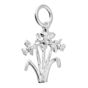 sterling silver welsh daffodil charm for charm bracelets or pendant