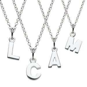 "Sterling silver initial necklace with dainty letter pendant – personalized alphabet jewellery gift for women"