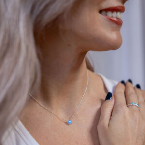 Alternative view of Mini Blue Opal Heart Necklace
