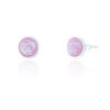 Round pink opal stud earrings in sterling silver – October birthstone jewellery