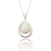 White opal teardrop pendant necklace on sterling silver chain – October birthstone jewellery