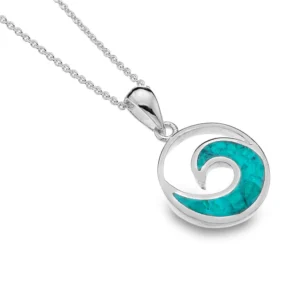 Turquoise pendant on sterling silver necklace
